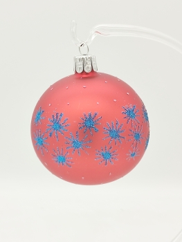 Bauble red with blue stars